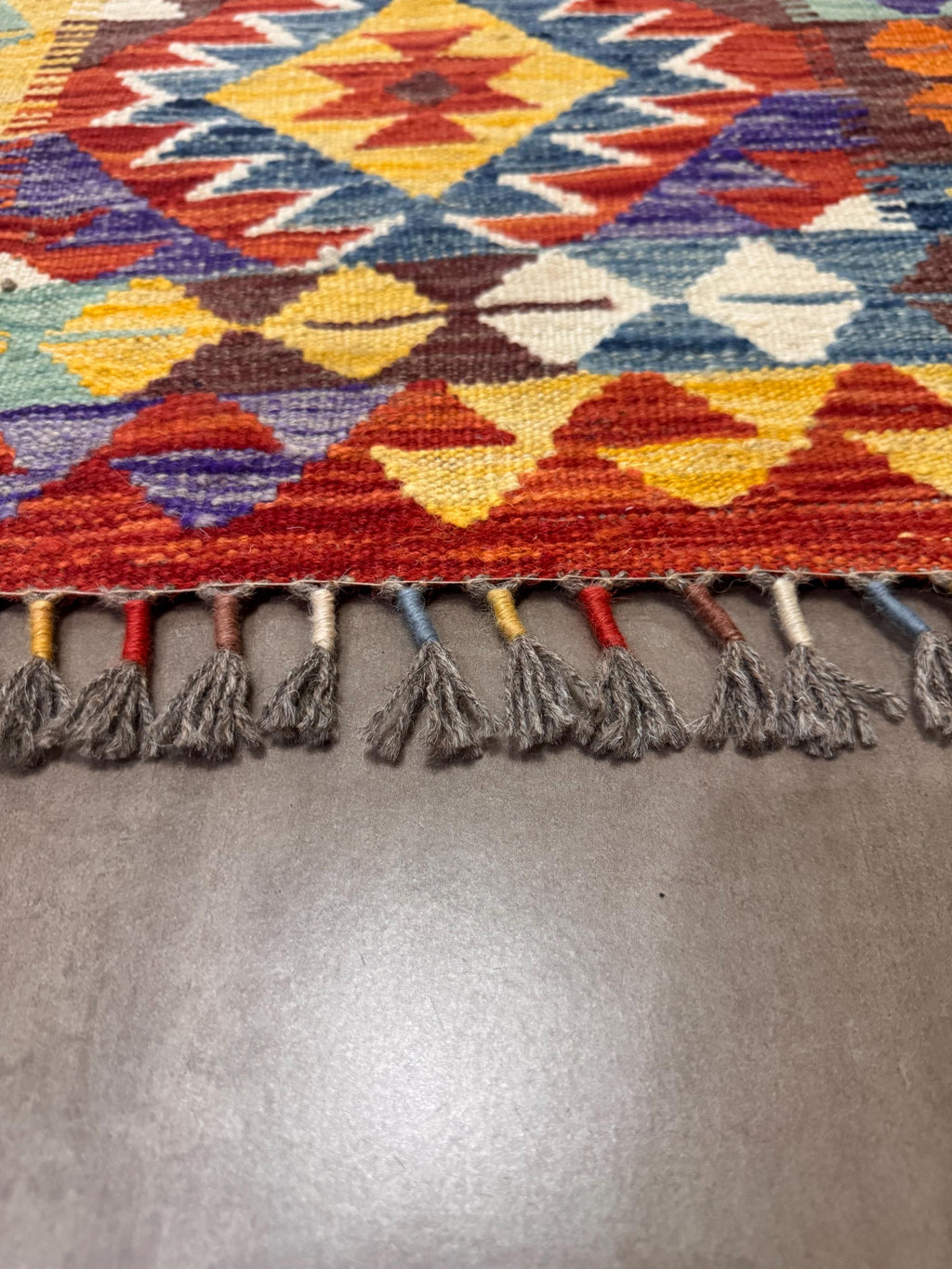 Handwoven Wool Kilim Rug – 110x83cm, Bohemian Afghan Tribal Decor