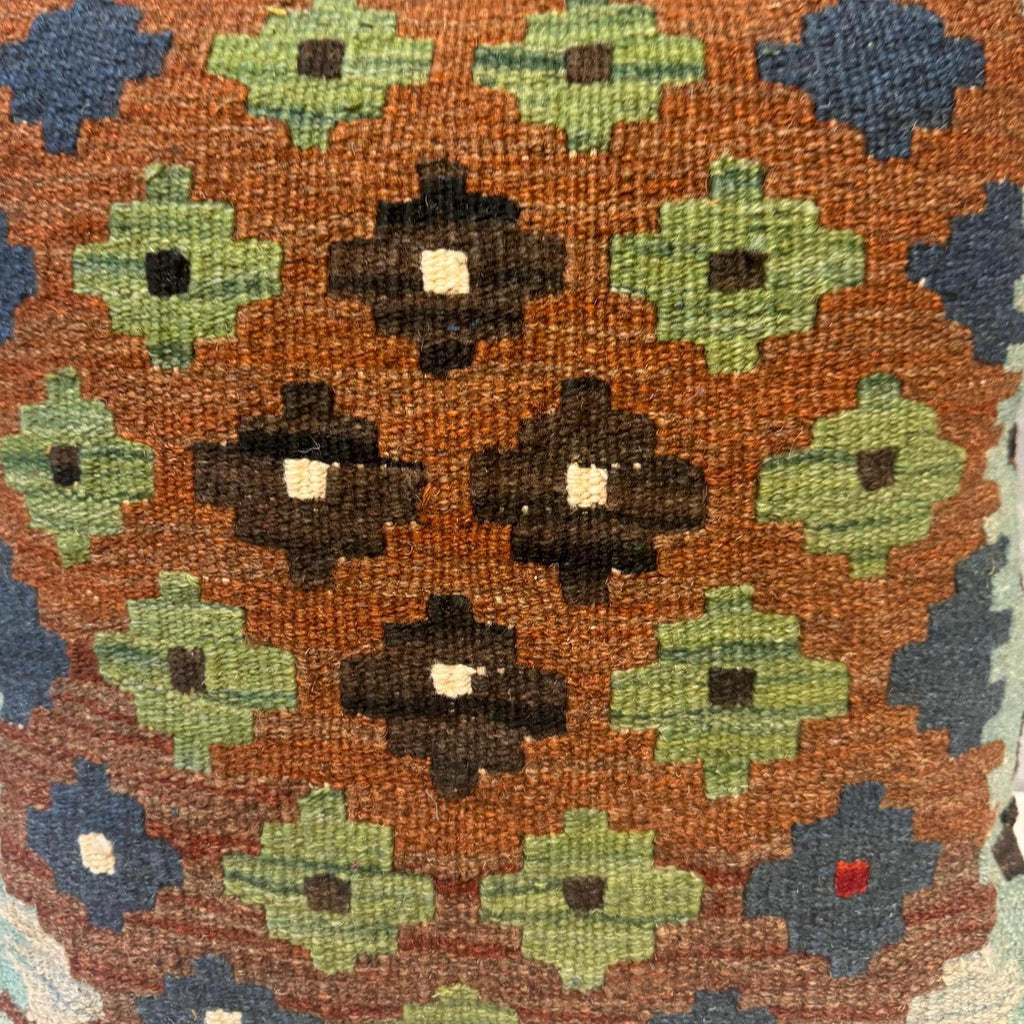 Handwoven Afghan Kilim Pillow Cover, Vintage Wool Cushion (40 X 40 cm)