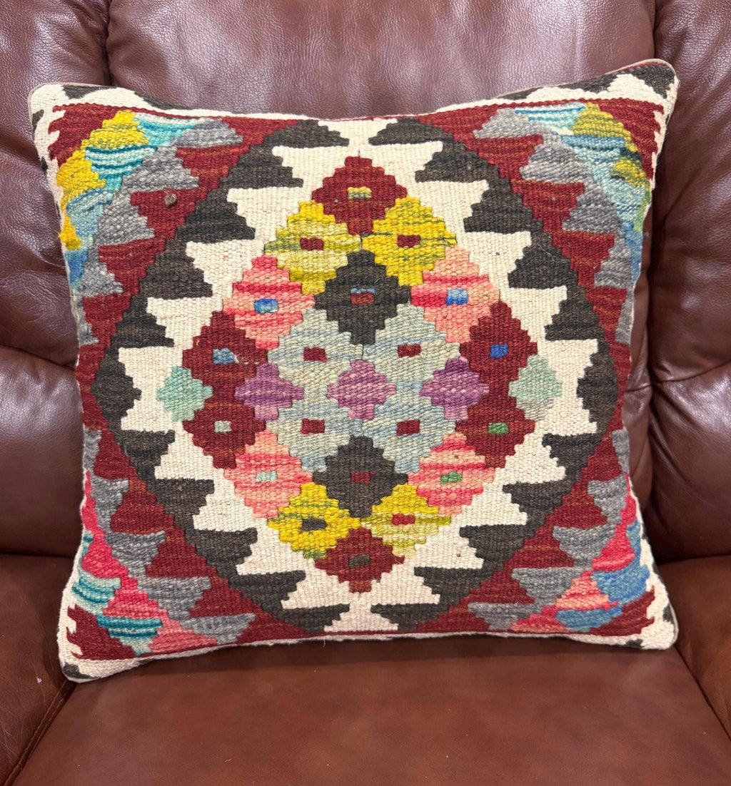 Handwoven Kilim Pillow Cover, Afghan Vintage Style, 50x50cm