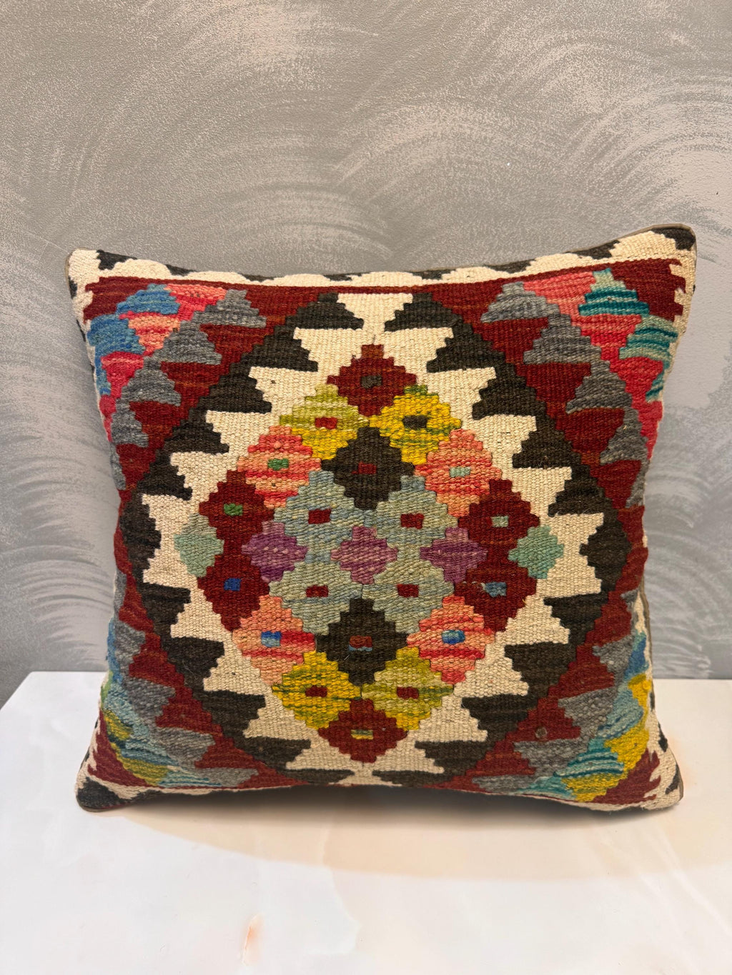 Handwoven Kilim Pillow Cover, Afghan Vintage Style, 50x50cm