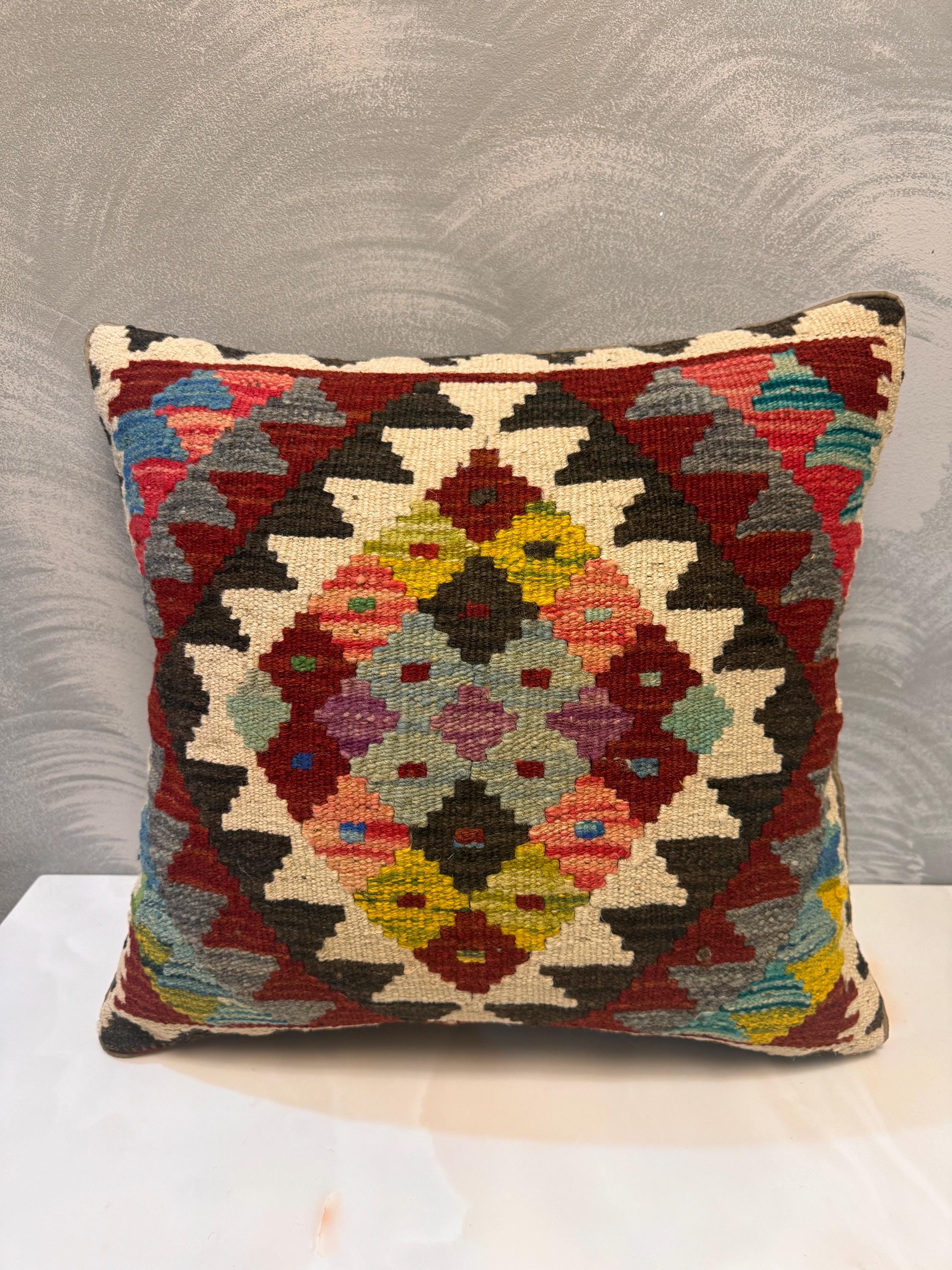 Handwoven Kilim Pillow Cover, Afghan Vintage Style, 50x50cm