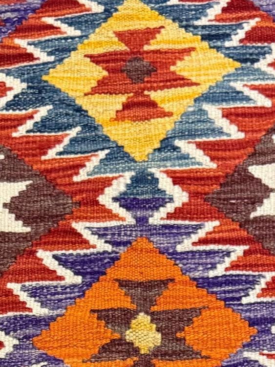 Handwoven Wool Kilim Rug – 110x83cm, Bohemian Afghan Tribal Decor