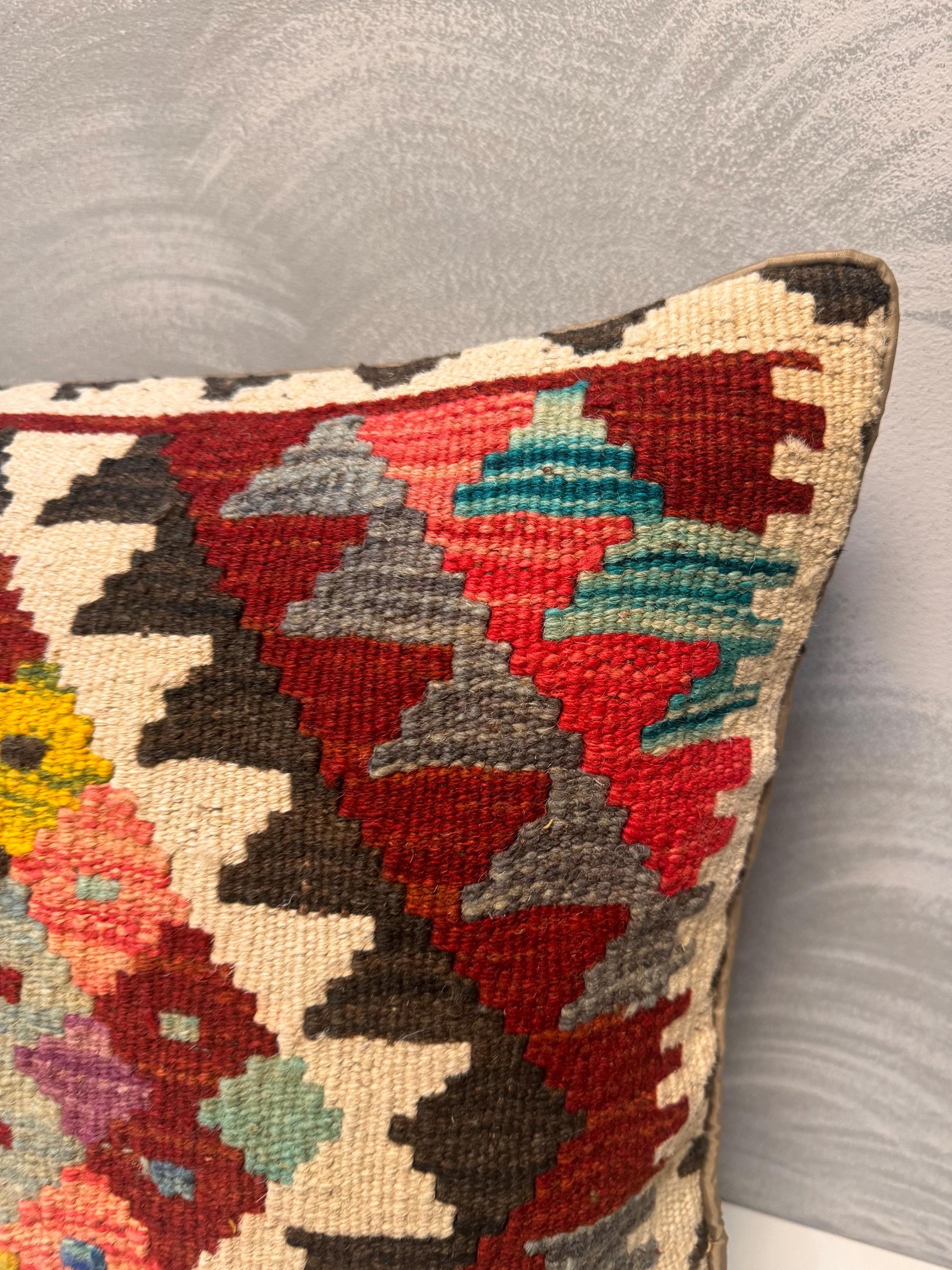 Handwoven Kilim Pillow Cover, Afghan Vintage Style, 50x50cm